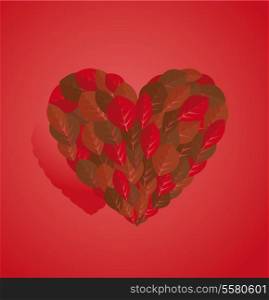 Valentine card leaf love heart