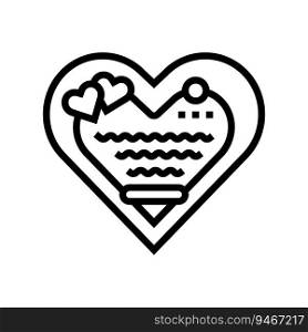 valentine card love line icon vector. valentine card love sign. isolated contour symbol black illustration. valentine card love line icon vector illustration