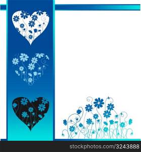 Valentine card, retro style, floral background