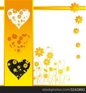 Valentine card, retro style, floral background