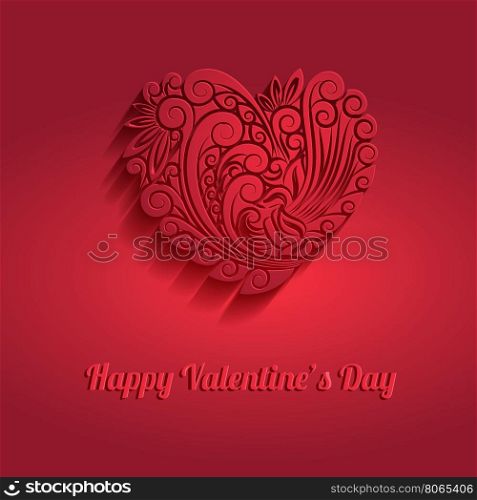 Valentine card with floral heart. Romantic vector illustration.