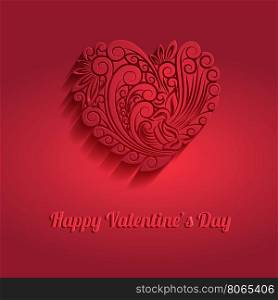 Valentine card with floral heart. Romantic vector illustration.