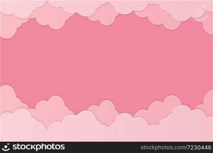 Valentine card With on a pink background.paper art.vector illustration
