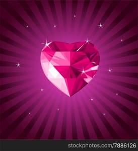 Valentine crystal love heart on radial background