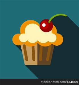 Valentine cupcake icon. Flat illustration of Valentine cupcake vector icon for web design. Valentine cupcake icon, flat style