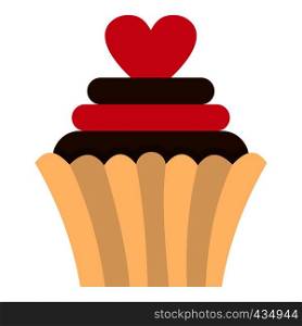 Valentine cupcake icon flat isolated on white background vector illustration. Valentine cupcake icon isolated