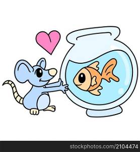 valentine day a mouse fell in love with a fish in an aquarium