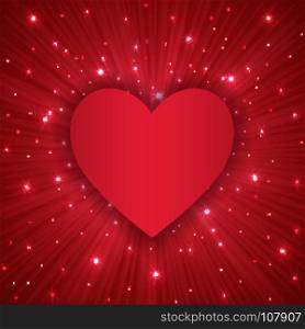 Valentine Day background with red heart. Valentine Day background with red heart, and sparles, vector illustration