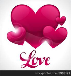 Valentine day background with word love and hearts. Design greeting cards, banners. Concept for wedding invitation.