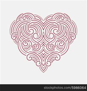Valentine day Beautiful thin line ornamental heart. Vector illustration. Valentine day Beautiful thin line ornamental heart. Vector illustration EPS10