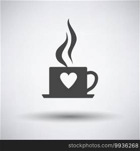 Valentine Day Coffee Icon. Dark Gray on Gray Background With Round Shadow. Vector Illustration.