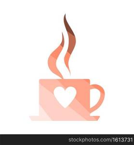 Valentine Day Coffee Icon. Flat Color Ladder Design. Vector Illustration.