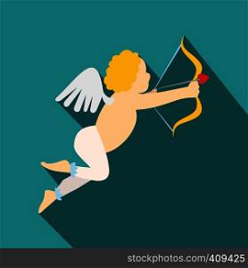 Valentine day cupid flat icon. Love angel modern symbol on a blue background. Valentine day cupid flat icon