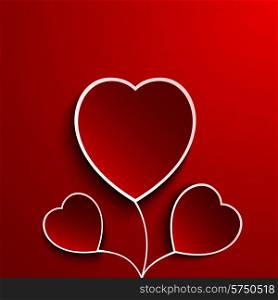 Valentine day flower heart on red background