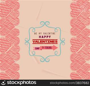 valentine day greeting card frame retro