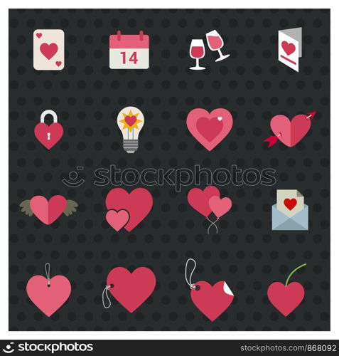 Valentine day icons set vector