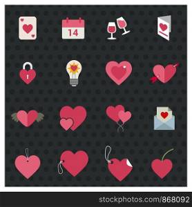 Valentine day icons set vector