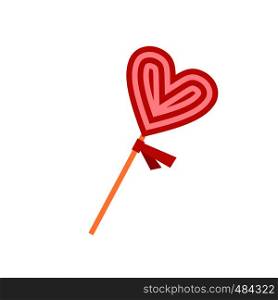 Valentine Day lollipop flat icon isolated on white background. Valentine Day lollipop flat icon