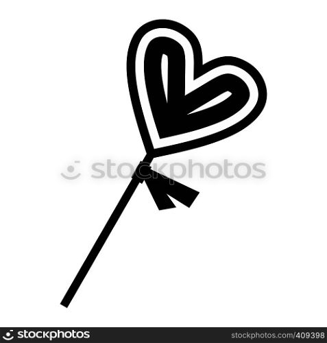 Valentine Day lollipop simple icon. Sweet in the shape of a heart. Valentine Day lollipop simple icon