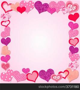 Valentine Day Pink frame with hearts