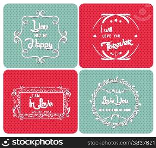 Valentine Day poster.Typography ornaments