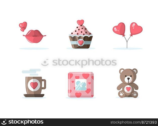 Valentine day romantic items and concepts set