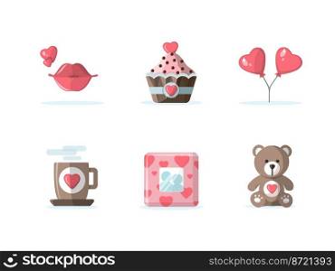 Valentine day romantic items and concepts set