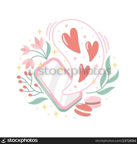 Valentine day vector illustration with lettering on a white background. Creative greeting card with hand-drawn hearts and decorative elements. Elegant design for banners, posters, invitations.