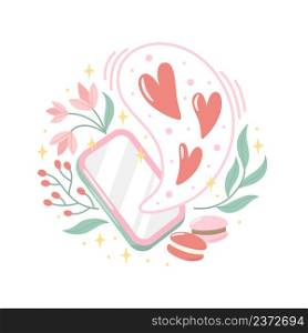 Valentine day vector illustration with lettering on a white background. Creative greeting card with hand-drawn hearts and decorative elements. Elegant design for banners, posters, invitations.
