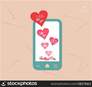 valentine day with phone message of love