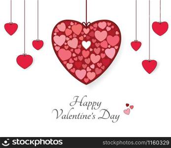 Valentine day with small red hearts in big red heart