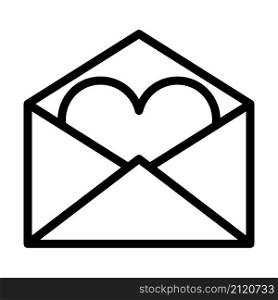 Valentine Envelop With Heart Icon. Bold outline design with editable stroke width. Vector Illustration.