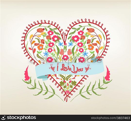valentine floral hearts greeting card