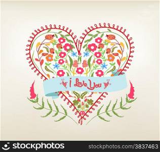 valentine floral hearts greeting card