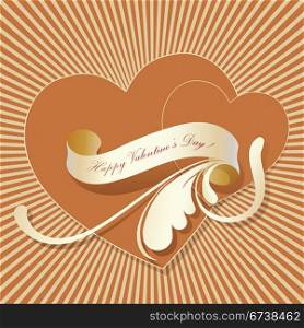 Valentine greeting, vector card with two hearts.