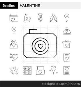 Valentine Hand Drawn Icon Pack For Designers And Developers. Icons Of Calendar, Love, Romantic, Valentine, Tea, Cup, Romantic, Valentine, Vector
