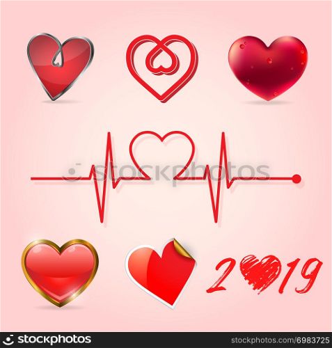 Valentine heart collection, Vector illustration