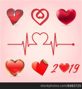 Valentine heart collection, Vector illustration