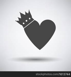 Valentine Heart Crown Icon. Dark Gray on Gray Background With Round Shadow. Vector Illustration.