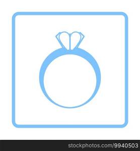 Valentine Heart Ring Icon. Blue Frame Design. Vector Illustration.