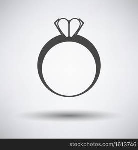 Valentine Heart Ring Icon. Dark Gray on Gray Background With Round Shadow. Vector Illustration.