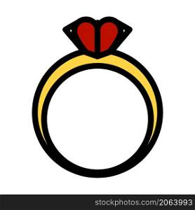 Valentine Heart Ring Icon. Editable Bold Outline With Color Fill Design. Vector Illustration.