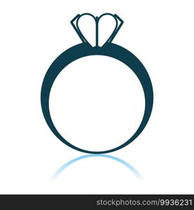 Valentine Heart Ring Icon. Shadow Reflection Design. Vector Illustration.