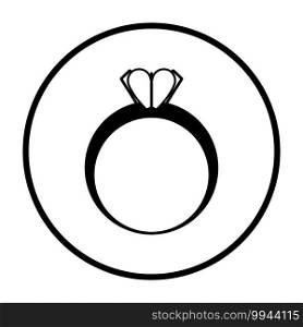 Valentine Heart Ring Icon. Thin Circle Stencil Design. Vector Illustration.