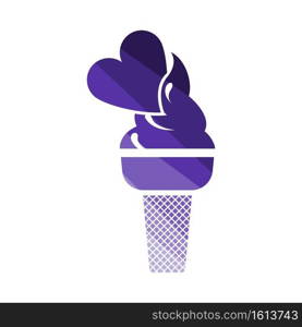 Valentine Icecream With Heart Icon. Flat Color Ladder Design. Vector Illustration.