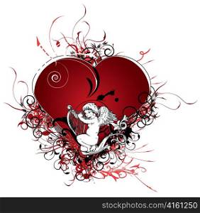 valentine illustration of a abstract heart on a floral background