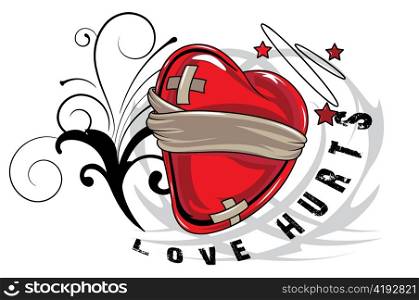 valentine illustration of a abstract heart on a floral background