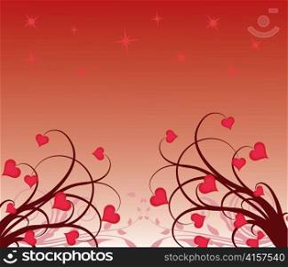 valentine illustration of a background with hearts and floral