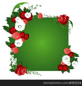 valentine illustration of a beautiful floral frame with roses
