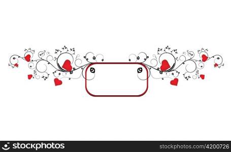 valentine illustration of a floral frame with hearts